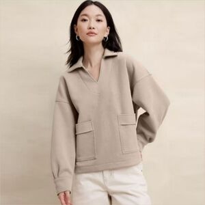 BANANA REPUBLIC FACTORY Scuba Patch Pocket Sweatshirt, Size S